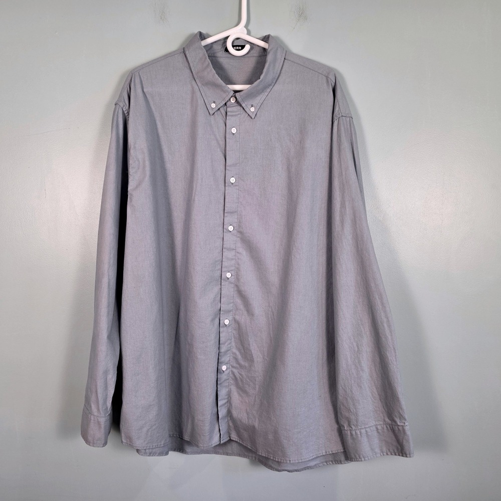 JMIERR Mens 3XL Grey Linen Cotton Blend Long Sleeve Button Down Shirt